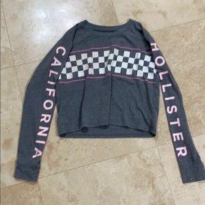 hollister long sleeve grey cropped t shirt